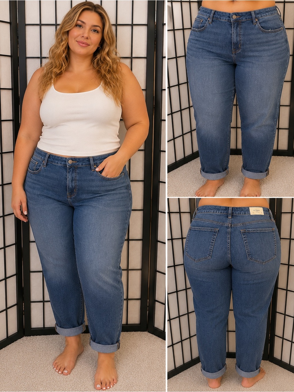 👖 Maurices m jeans Slim Straight Cuffed Jeans NWT • 22W Long • Medium Wash